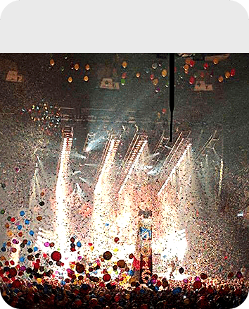 Exploding balloon and confetti on a new year's eve event