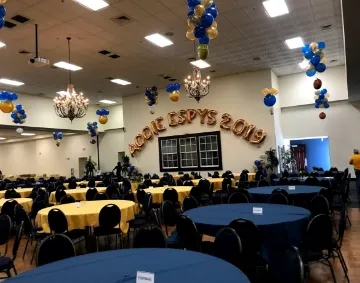 Balloon decorations on an indoor event